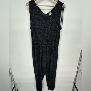 Stars Above Charcoal Sleeveless Jumpsuit Women’s Medium Pockets Elastic Waist